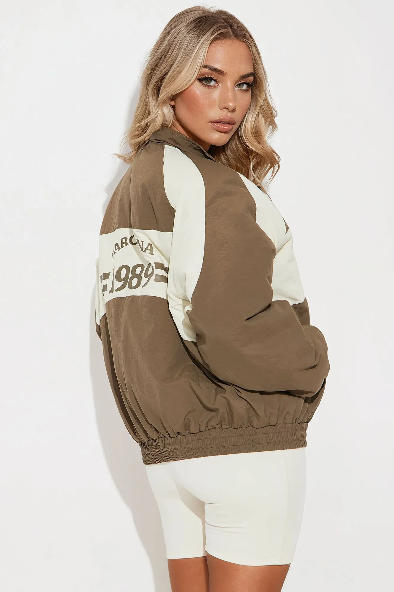 Barcelona Sporty Oversized Windbreaker - Brown/combo