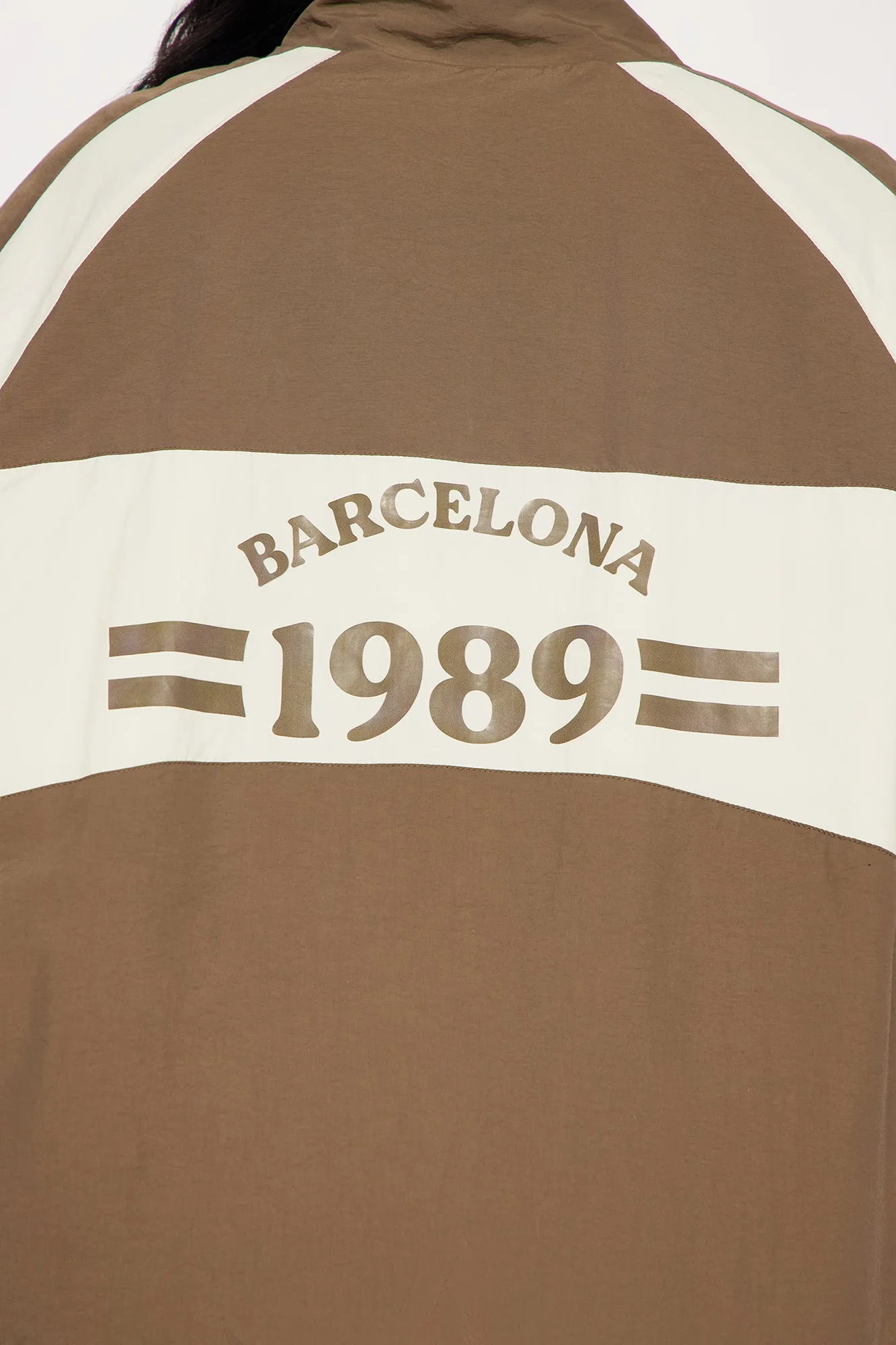 Barcelona Sporty Oversized Windbreaker - Brown/combo