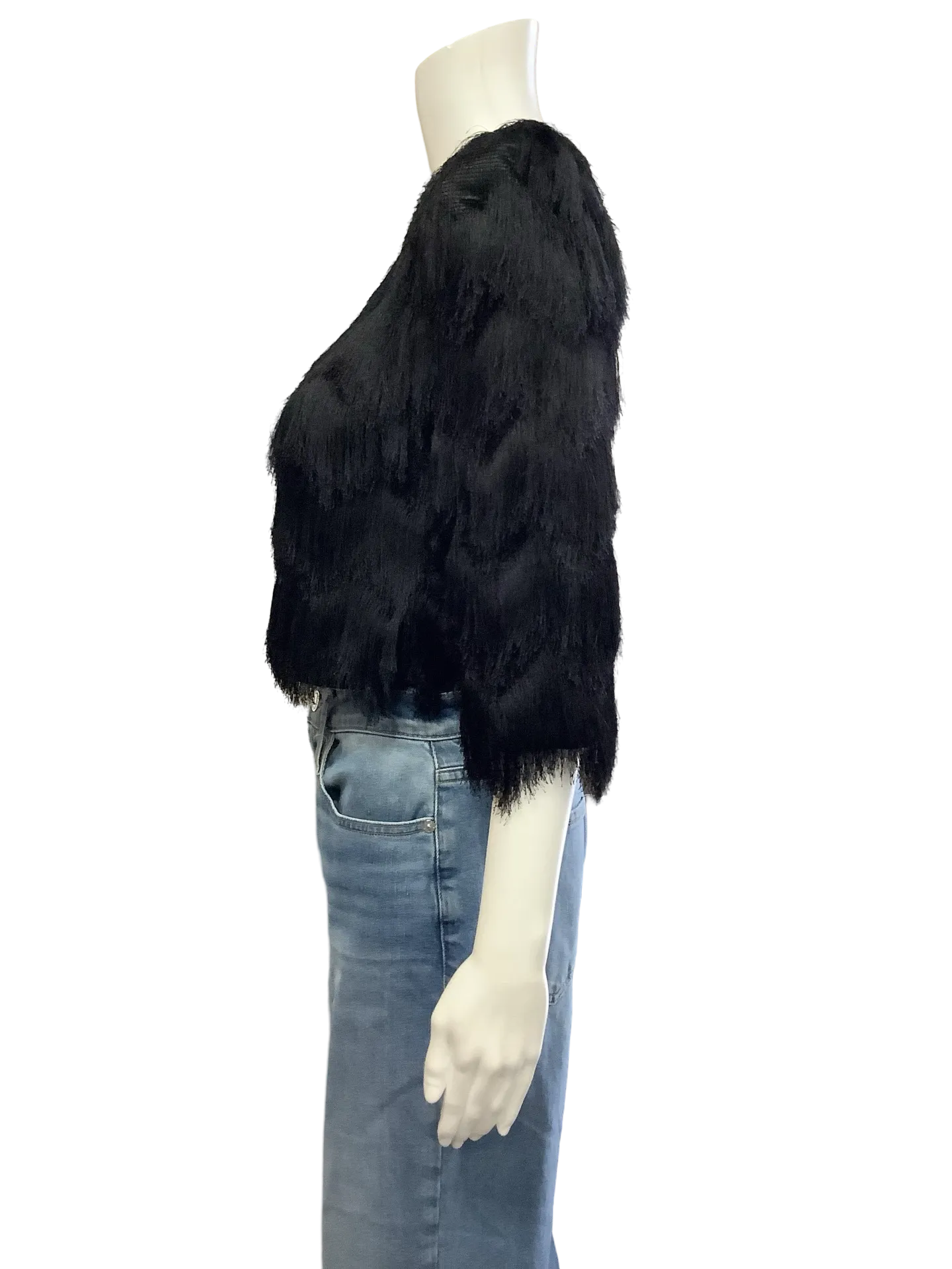BCBGMAXAZRIA Women's Fringed Bolero Jacket Size: S