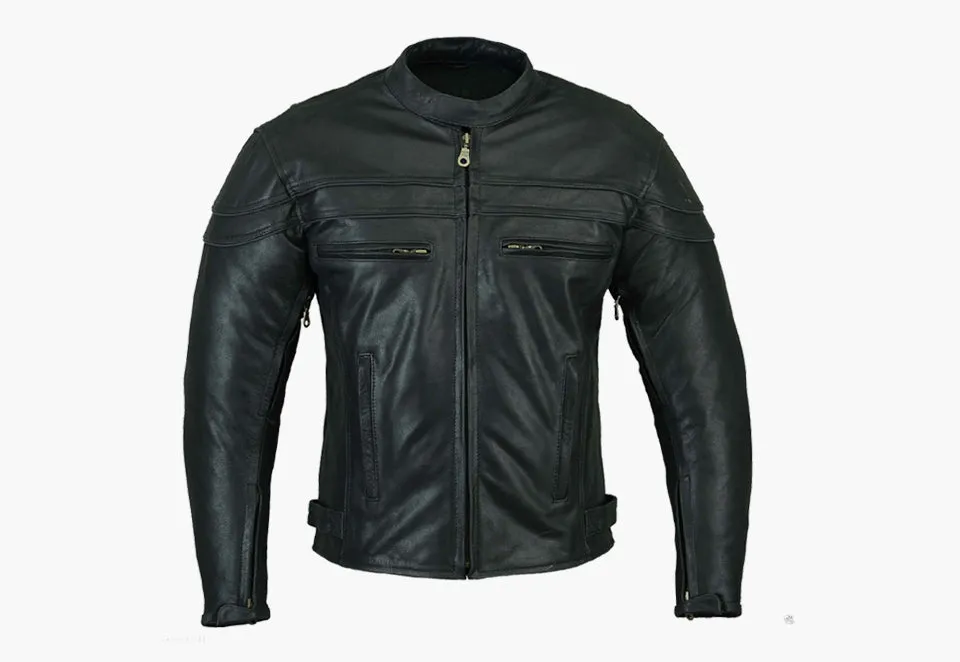 BGA Sturgis Men Leather Motorcycle Jacket Black