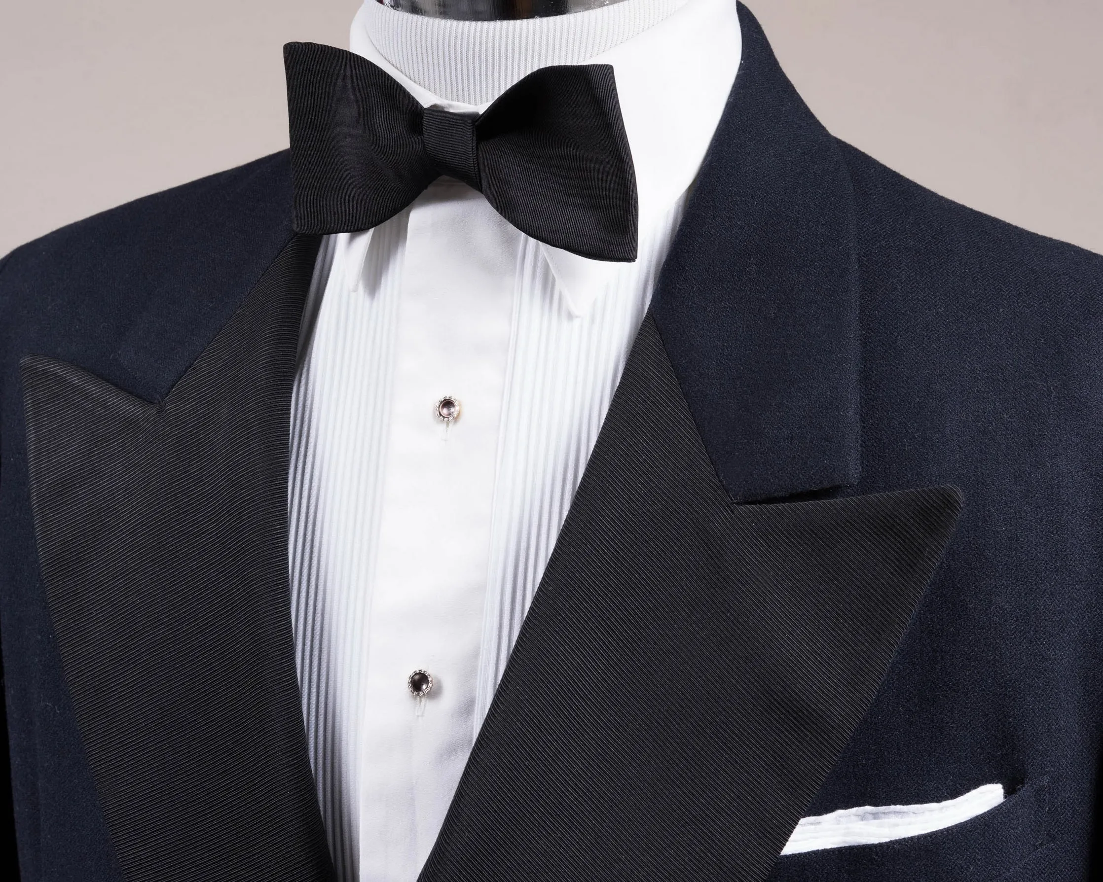 Black Single End Silk Moiré Bow Tie