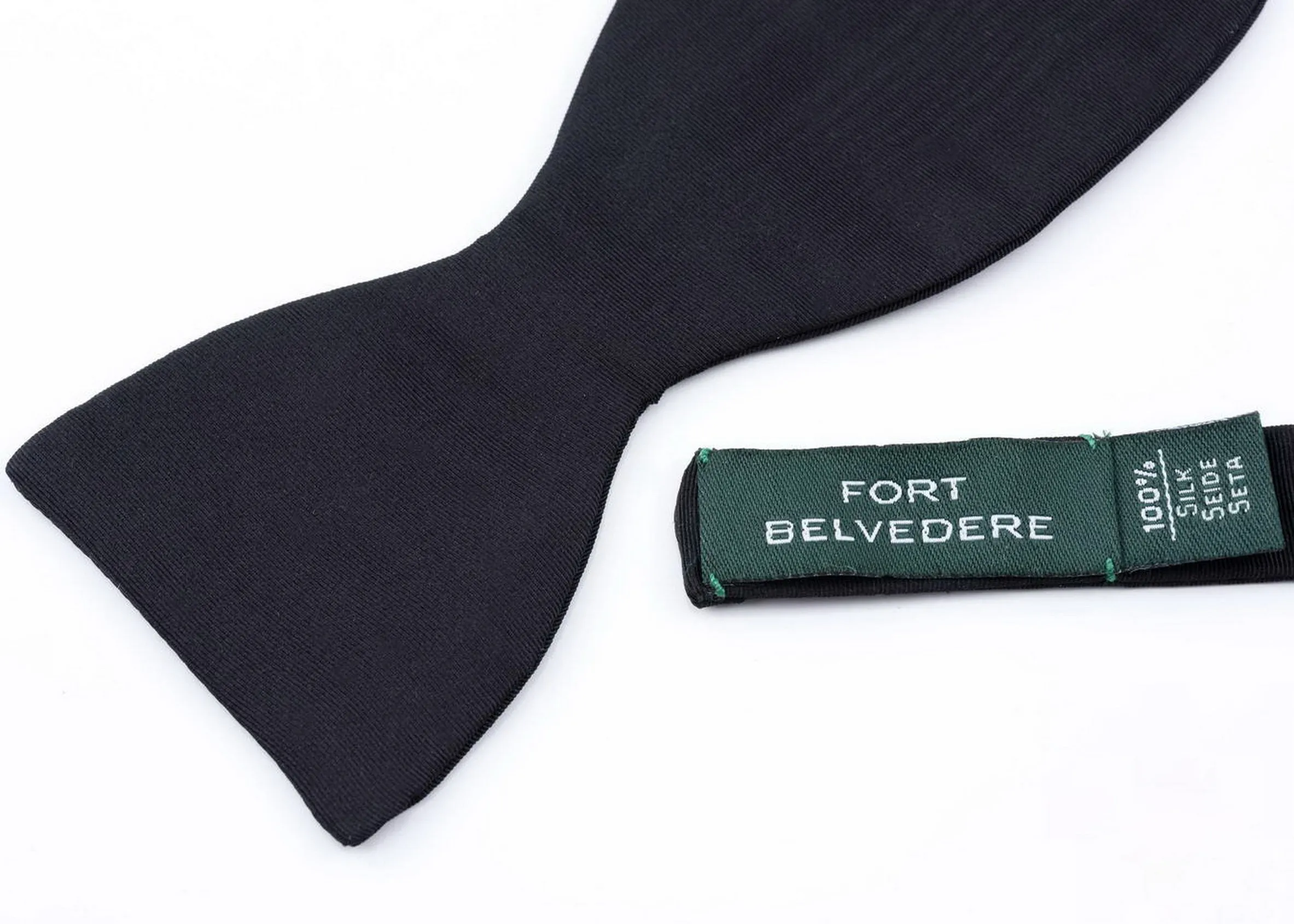 Black Single End Silk Moiré Bow Tie