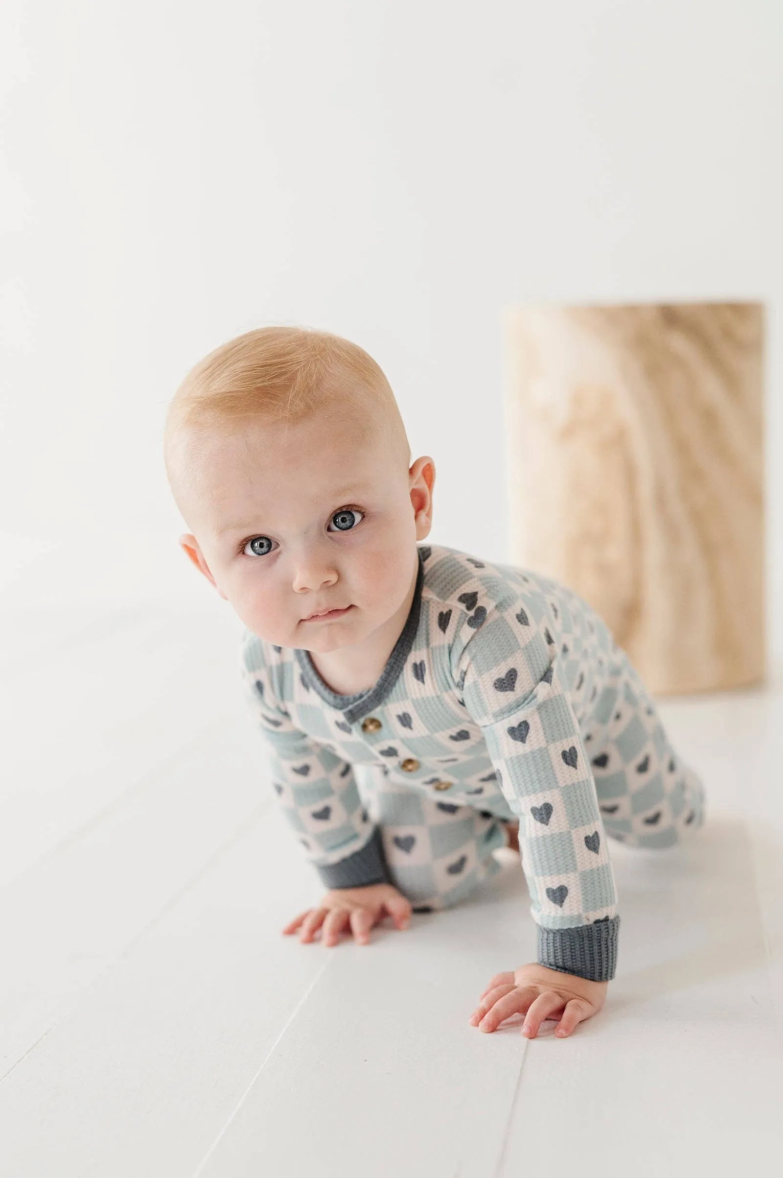 Blue Valentines Waffle Romper