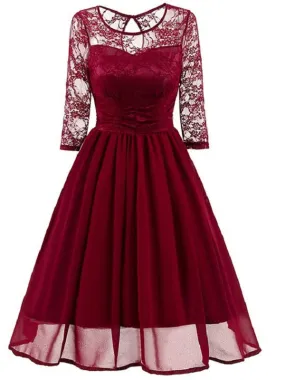 Classy Short Vintage Maroon Prom Dress with Sleeves