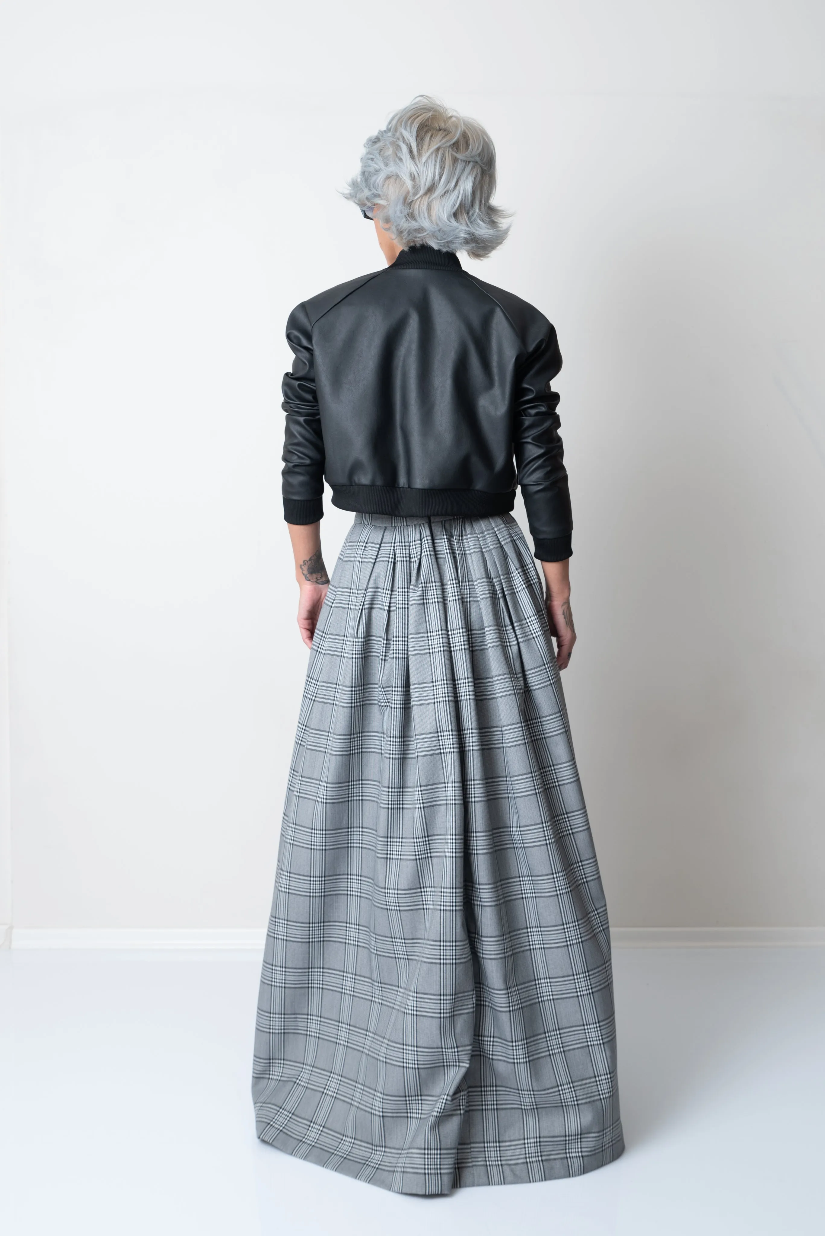 Cropped Vegan Leather Bomber Jacket