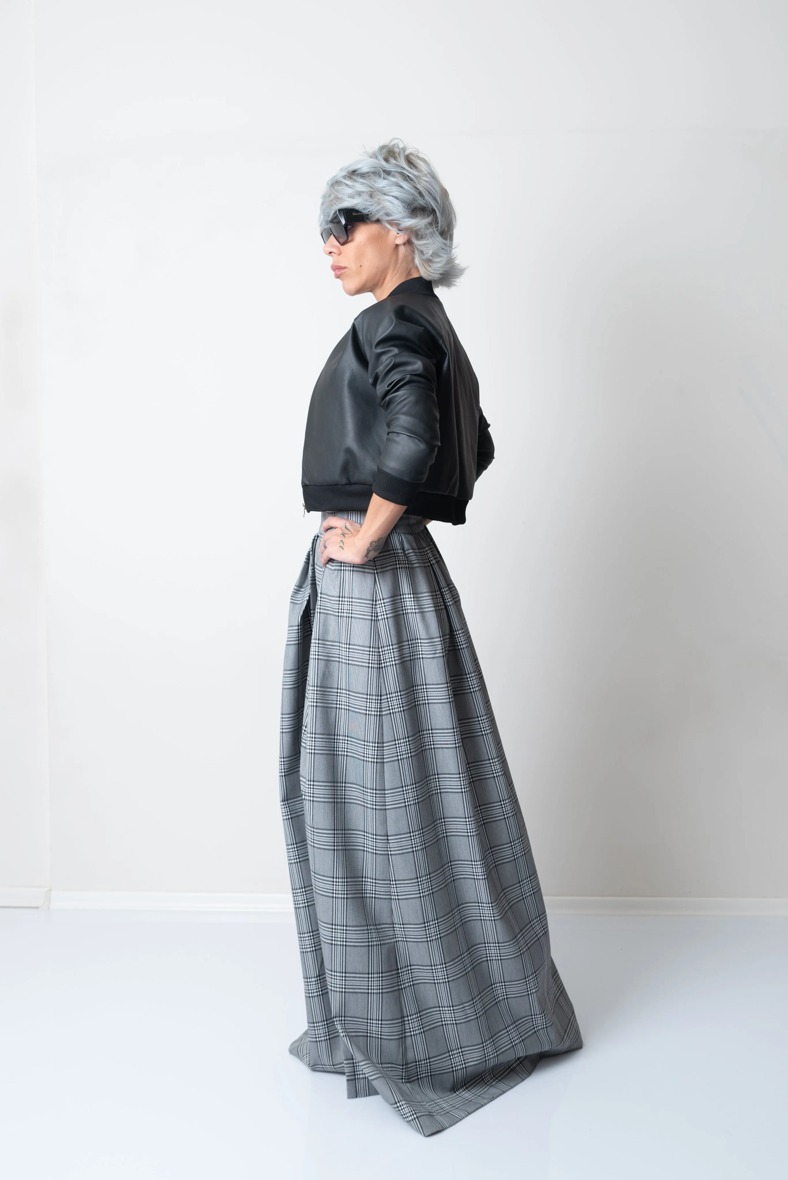 Cropped Vegan Leather Bomber Jacket