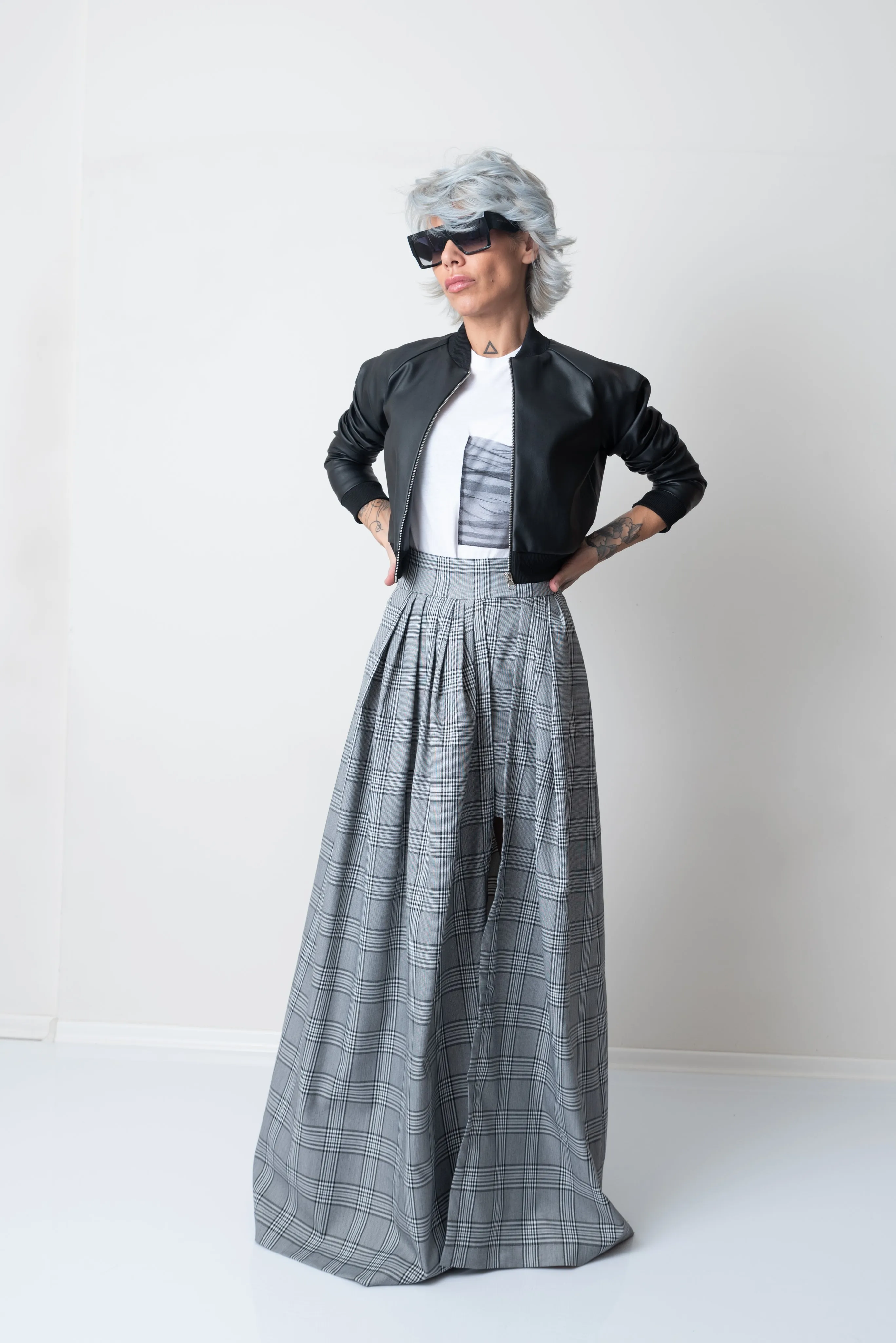 Cropped Vegan Leather Bomber Jacket