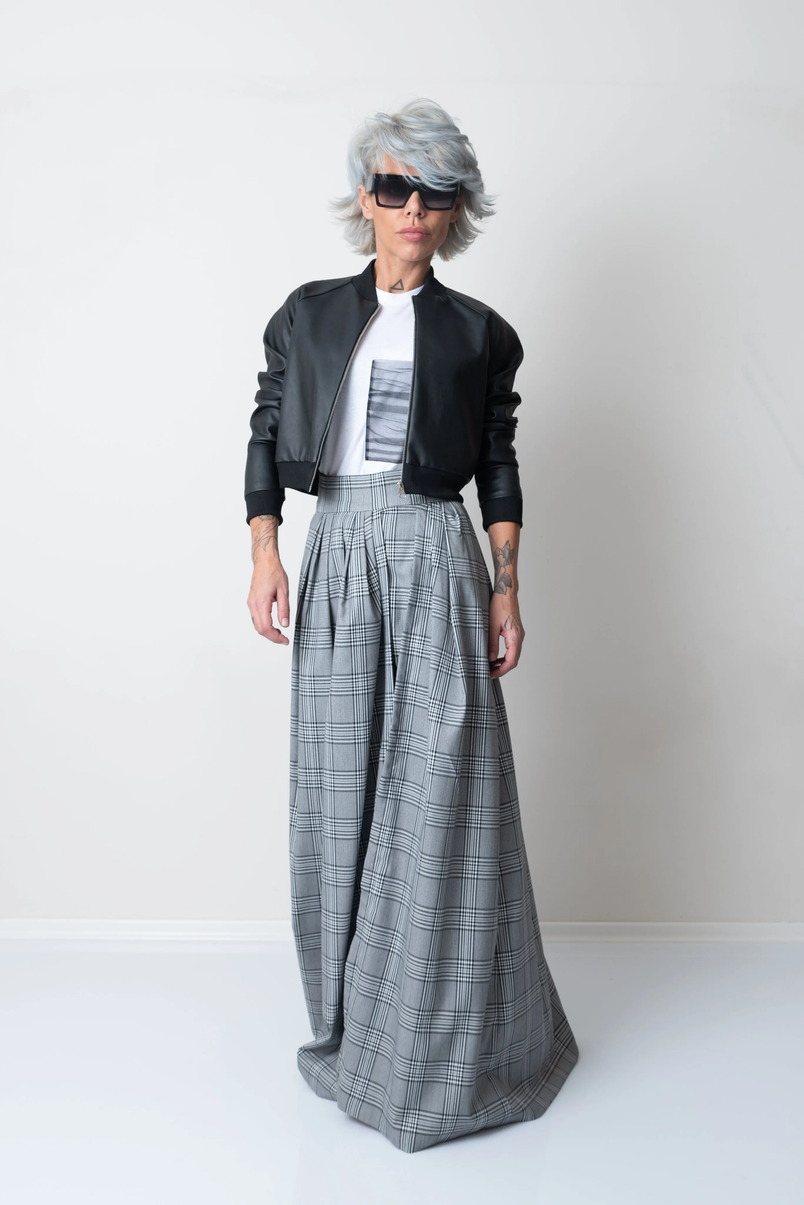 Cropped Vegan Leather Bomber Jacket