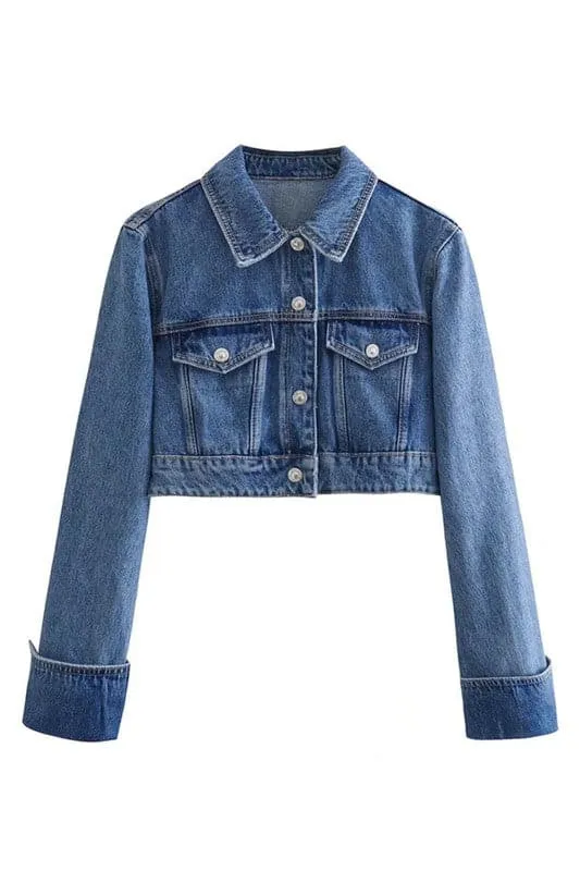 CY989 Denim Cropped Jacket