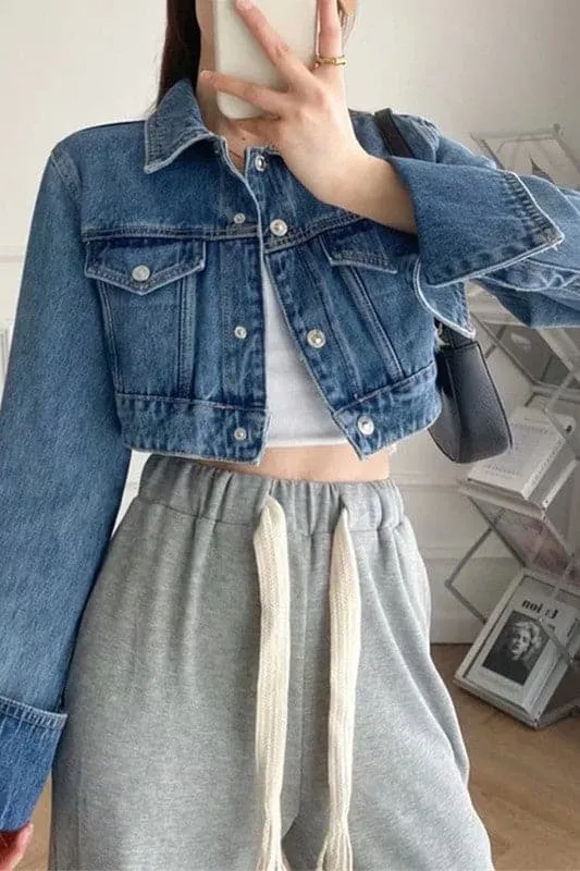 CY989 Denim Cropped Jacket