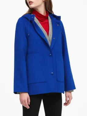 Double-Faced Hooded Jacket in Cobalt Blue