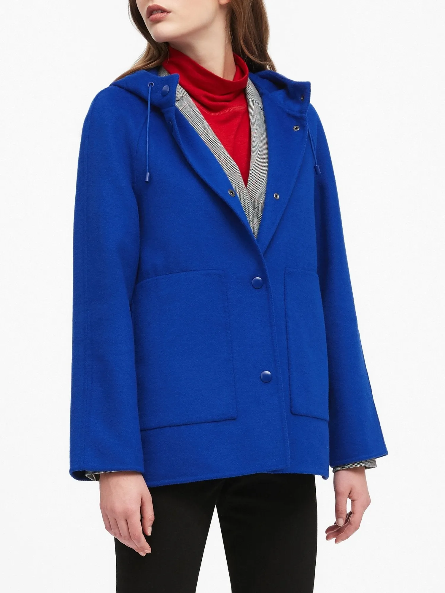 Double-Faced Hooded Jacket in Cobalt Blue