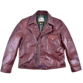 FiveStar Leather Men Road Master Half Belt Leather Jacket Brown Pull Up Leather
