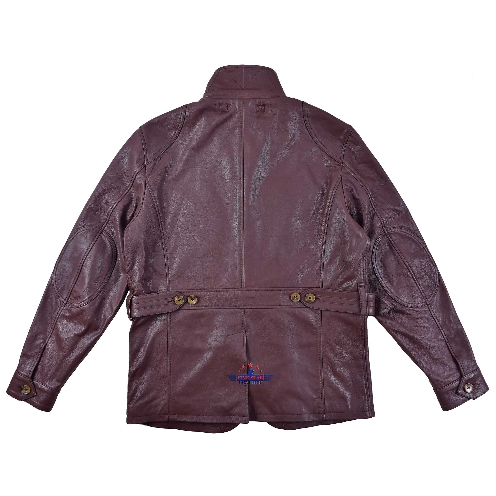 FiveStar Leather Men's Mid Length Safari Jacket Real Goatskin Leather