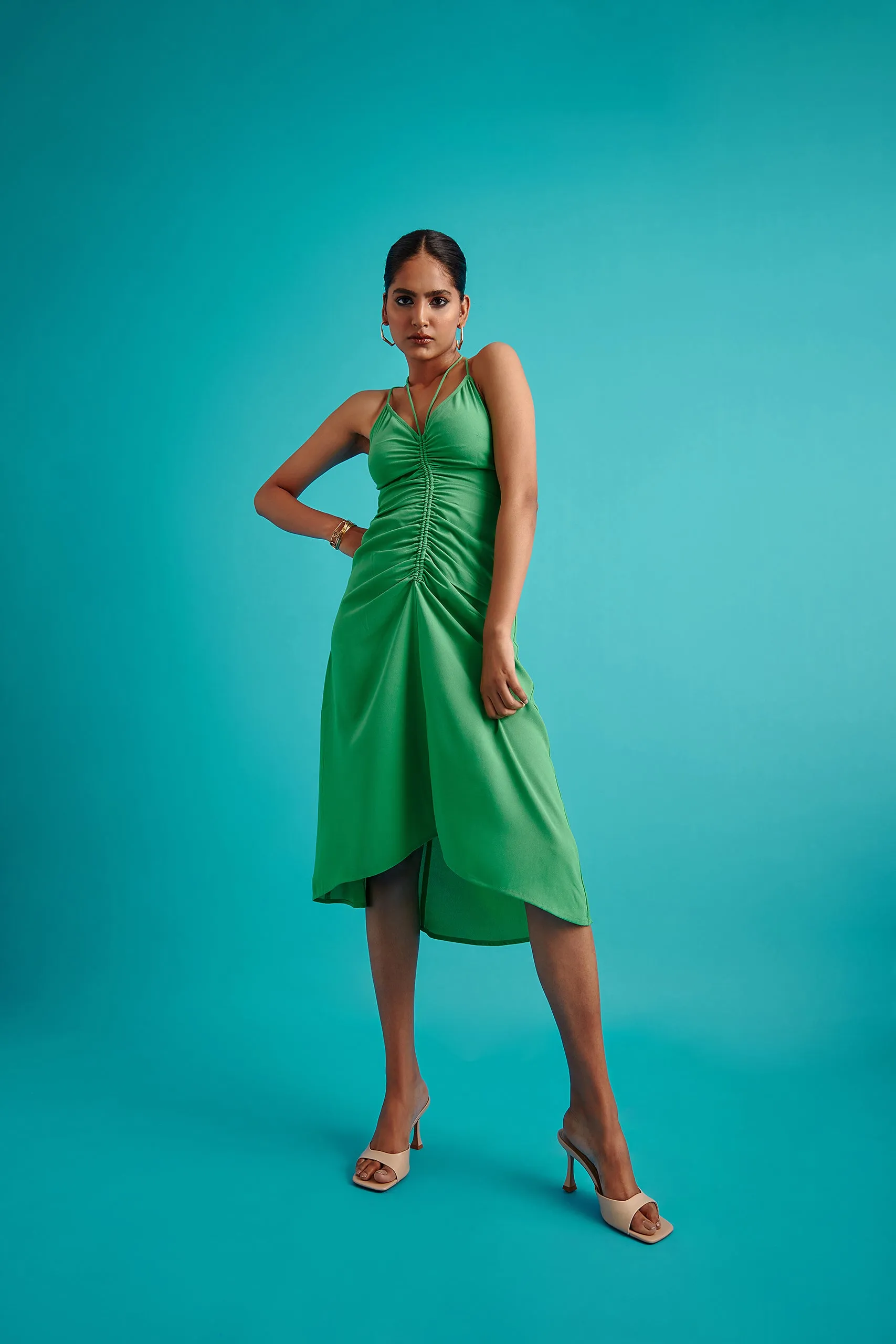 Front Ruched Slip Dress