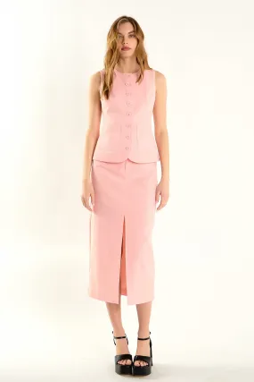 Front Slit Linen Maxi Skirt