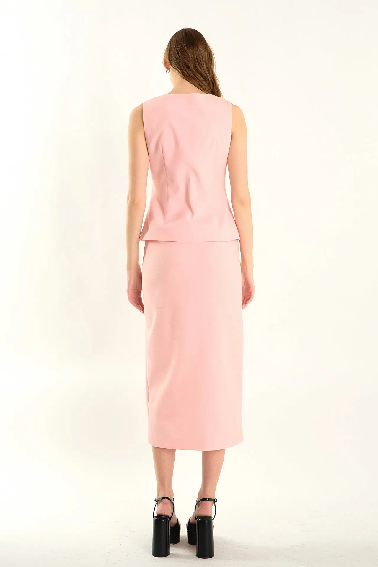 Front Slit Linen Maxi Skirt