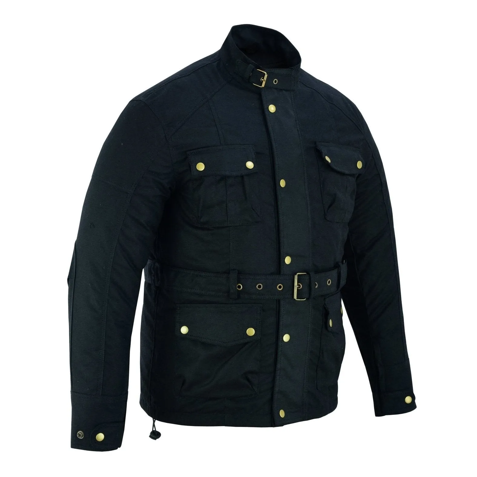 Gallanto Black Wax Cotton Armoured Motorcycle Biker Long Waterproof Jacket