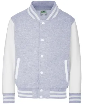 Heather Grey/White - Kids varsity jacket
