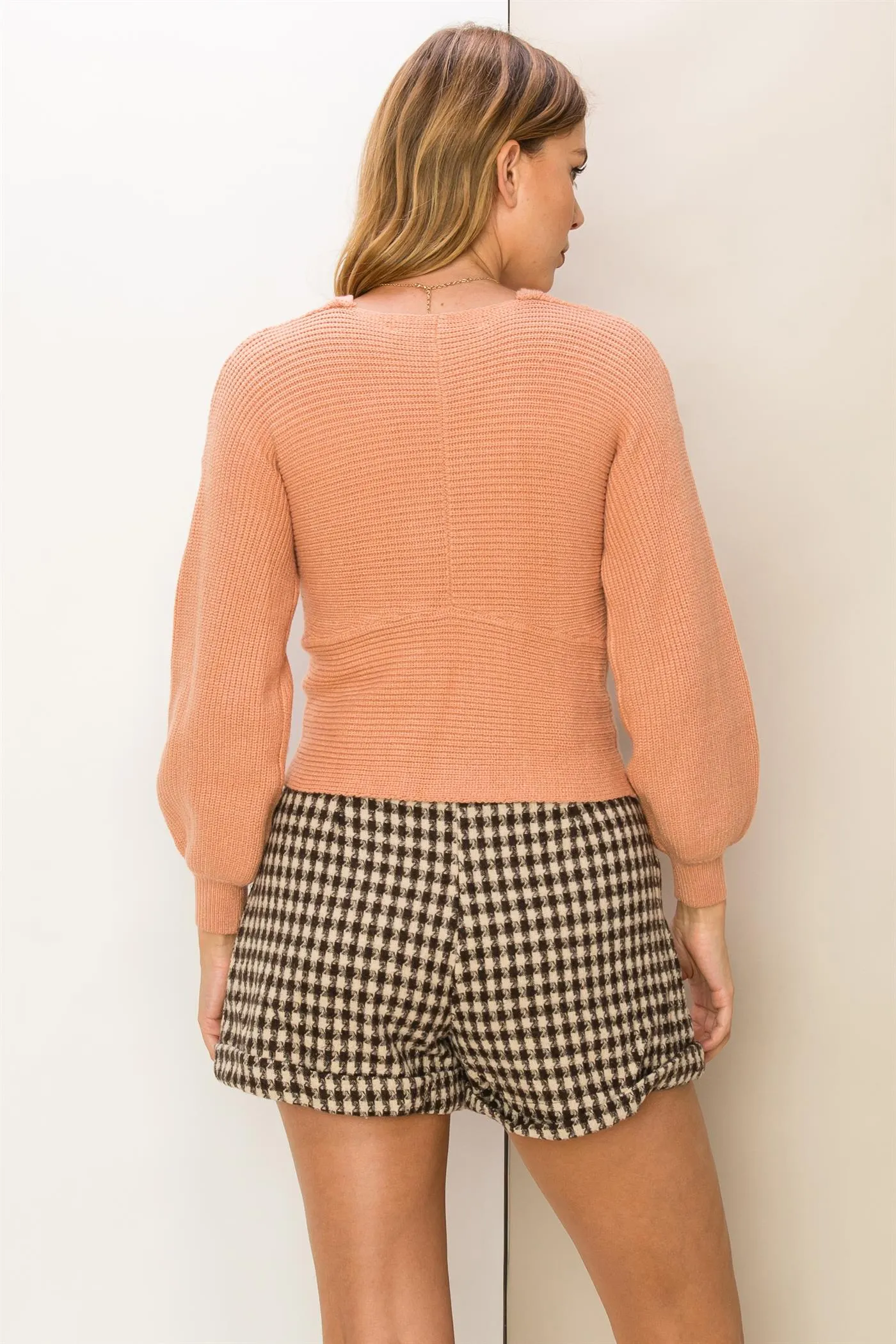 HF23F926-Crossover Knit Top