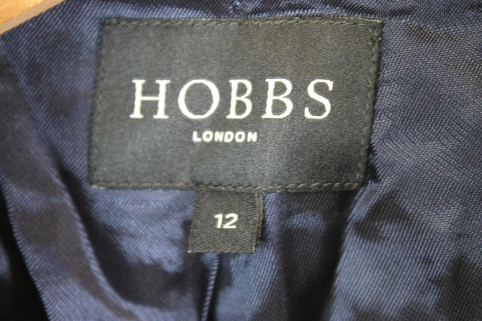 HOBBS Ladies Navy Blue Cropped Collared Long Sleeve Button Down Jacket EU40 UK12