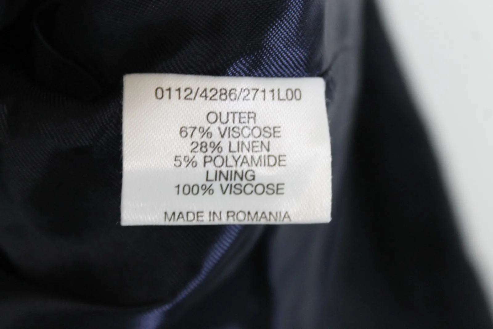 HOBBS Ladies Navy Blue Cropped Collared Long Sleeve Button Down Jacket EU40 UK12