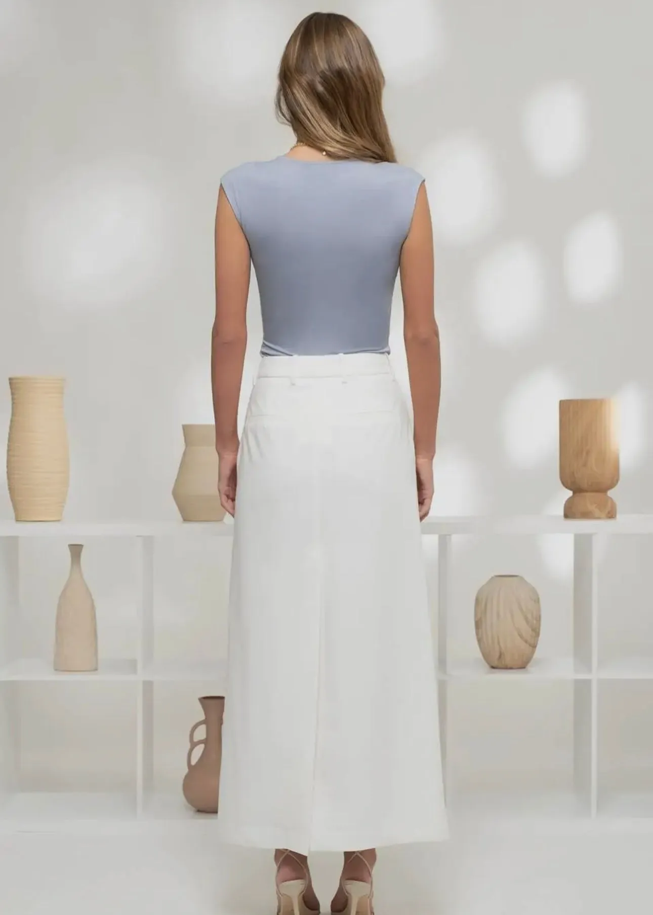In the Clouds Knit Sleeveless Top in Dusty Blue