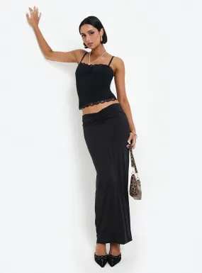 Kalyn Ruched Front Maxi Skirt Black