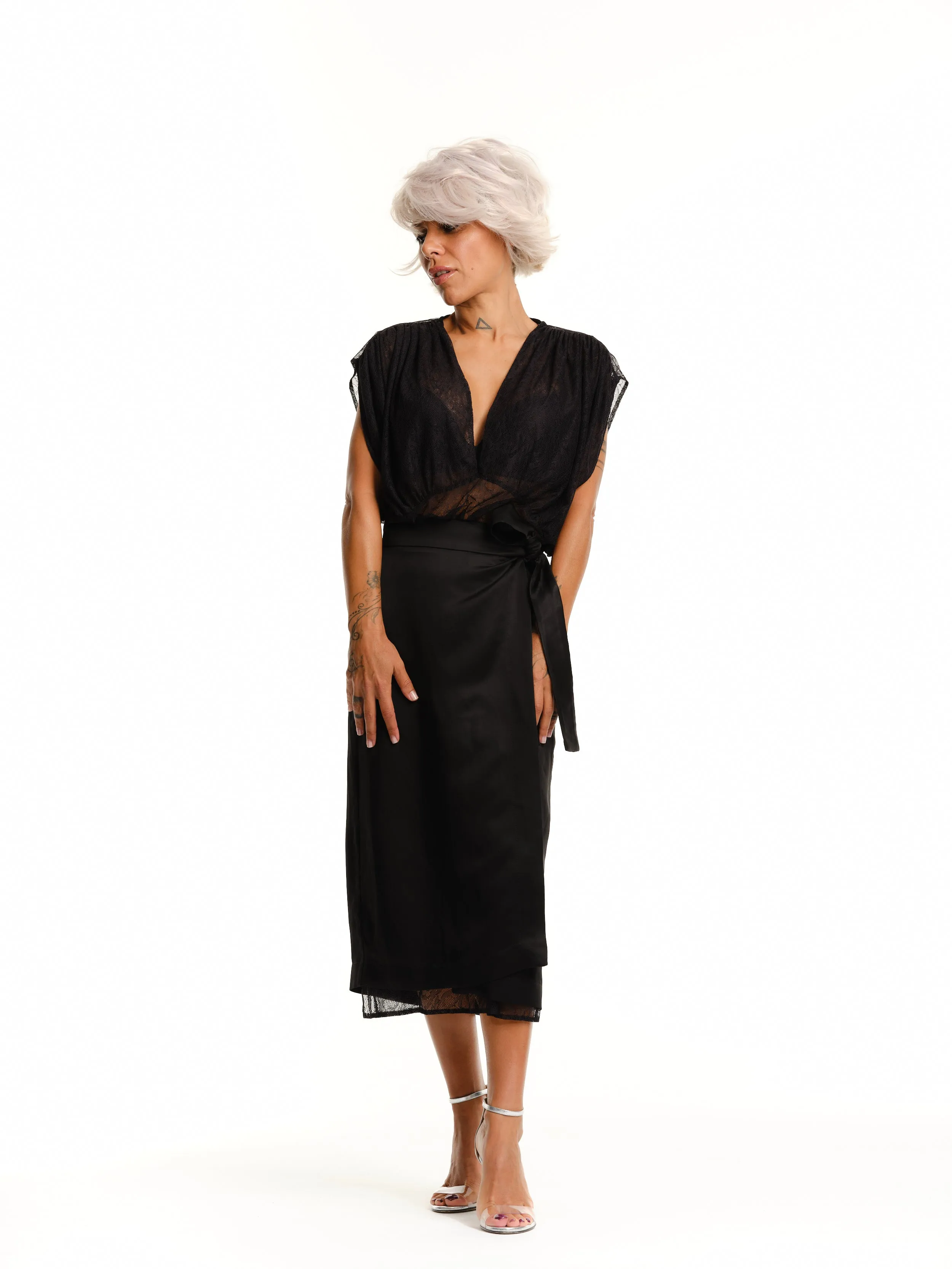 Lace Dress and Wrap Skirt Co-Ord Set
