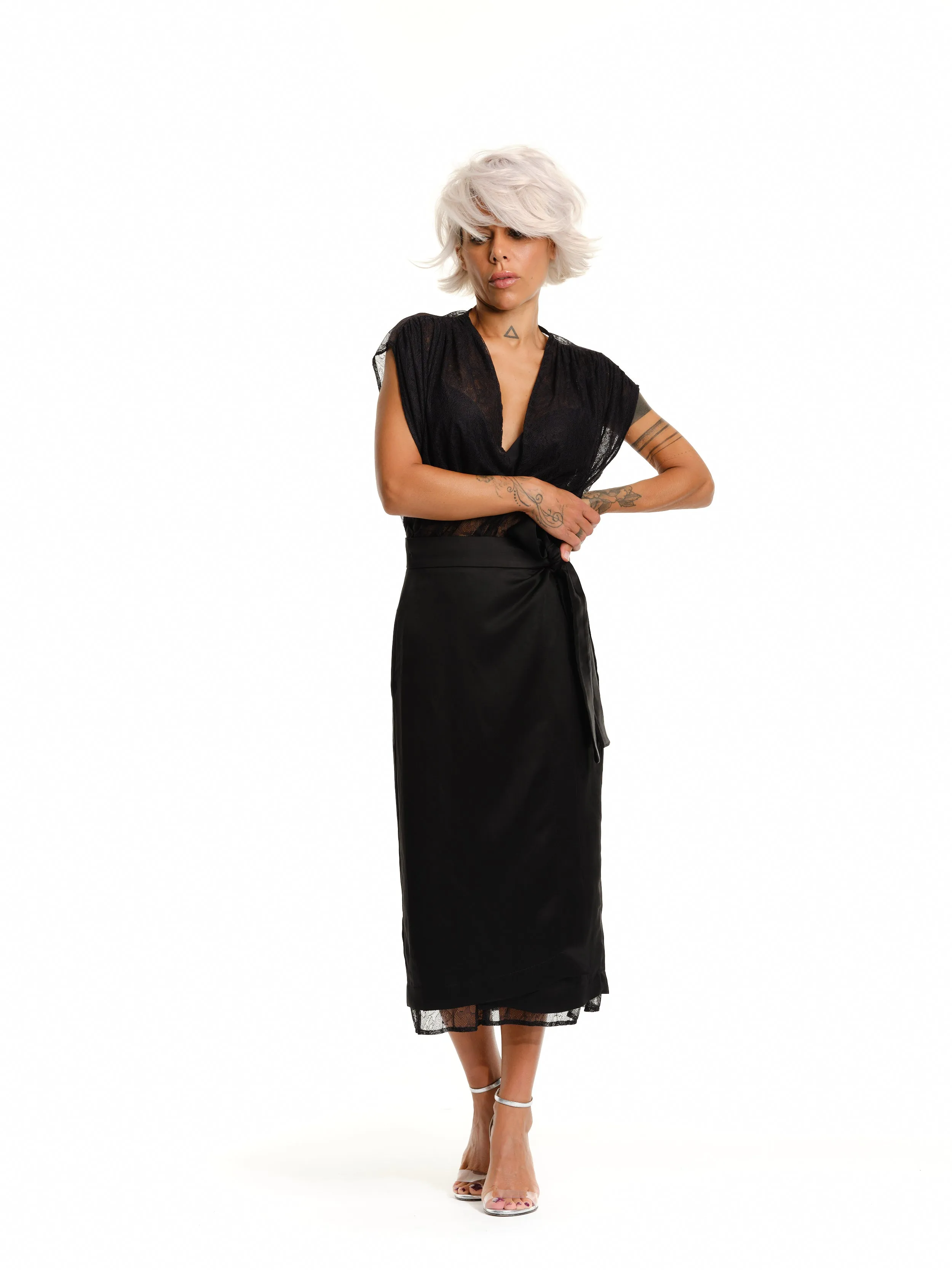 Lace Dress and Wrap Skirt Co-Ord Set