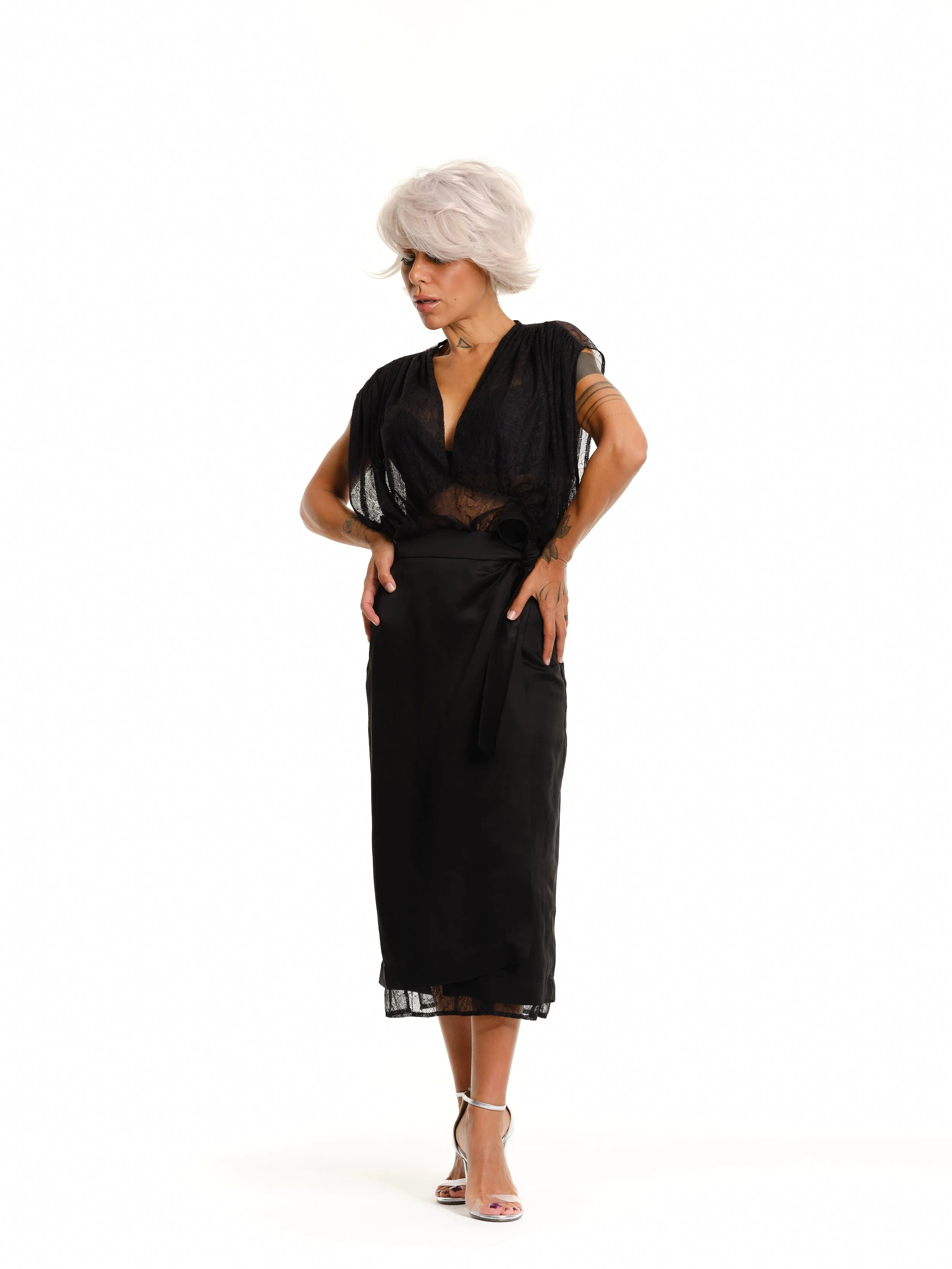 Lace Dress and Wrap Skirt Co-Ord Set
