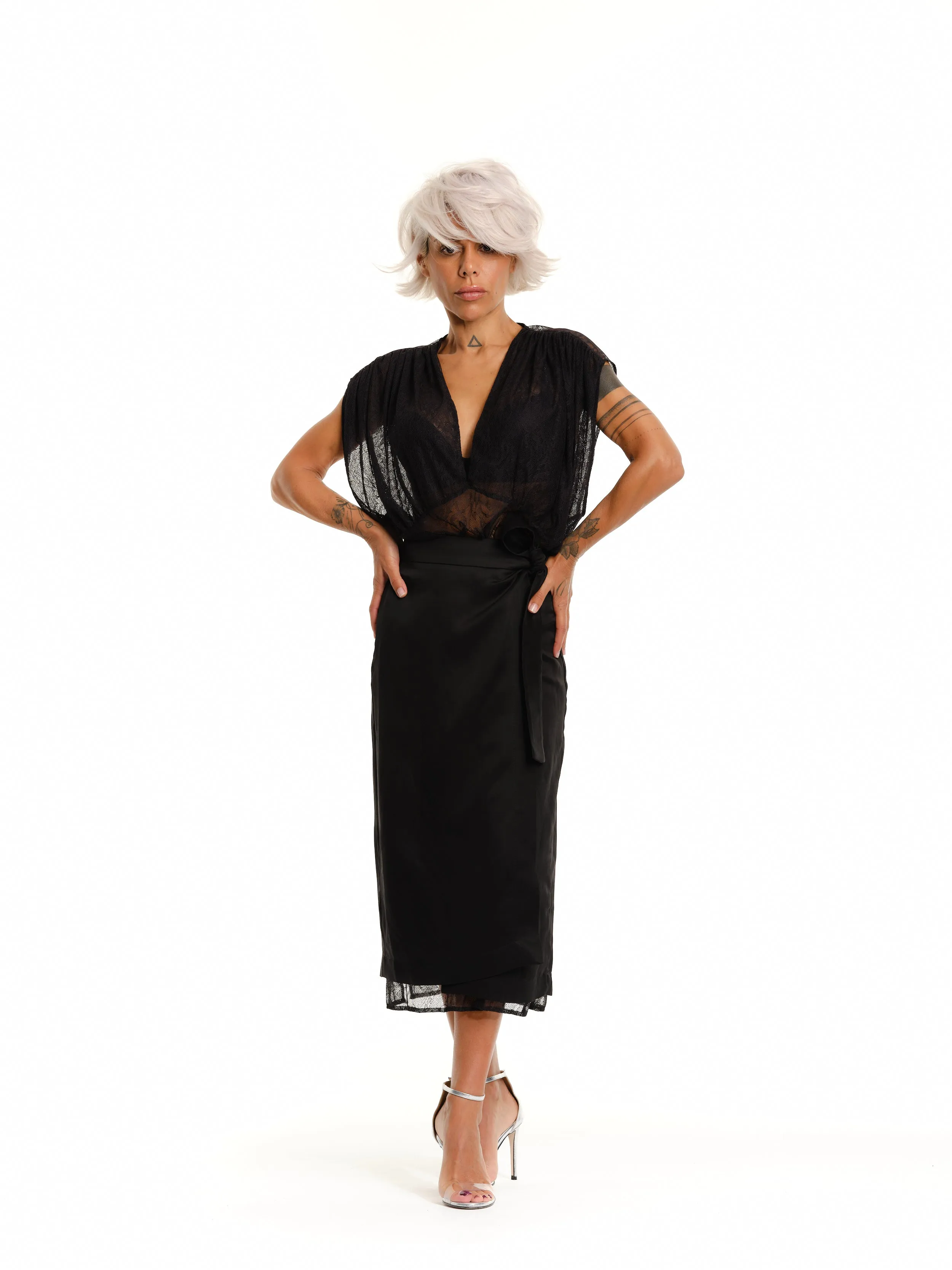 Lace Dress and Wrap Skirt Co-Ord Set