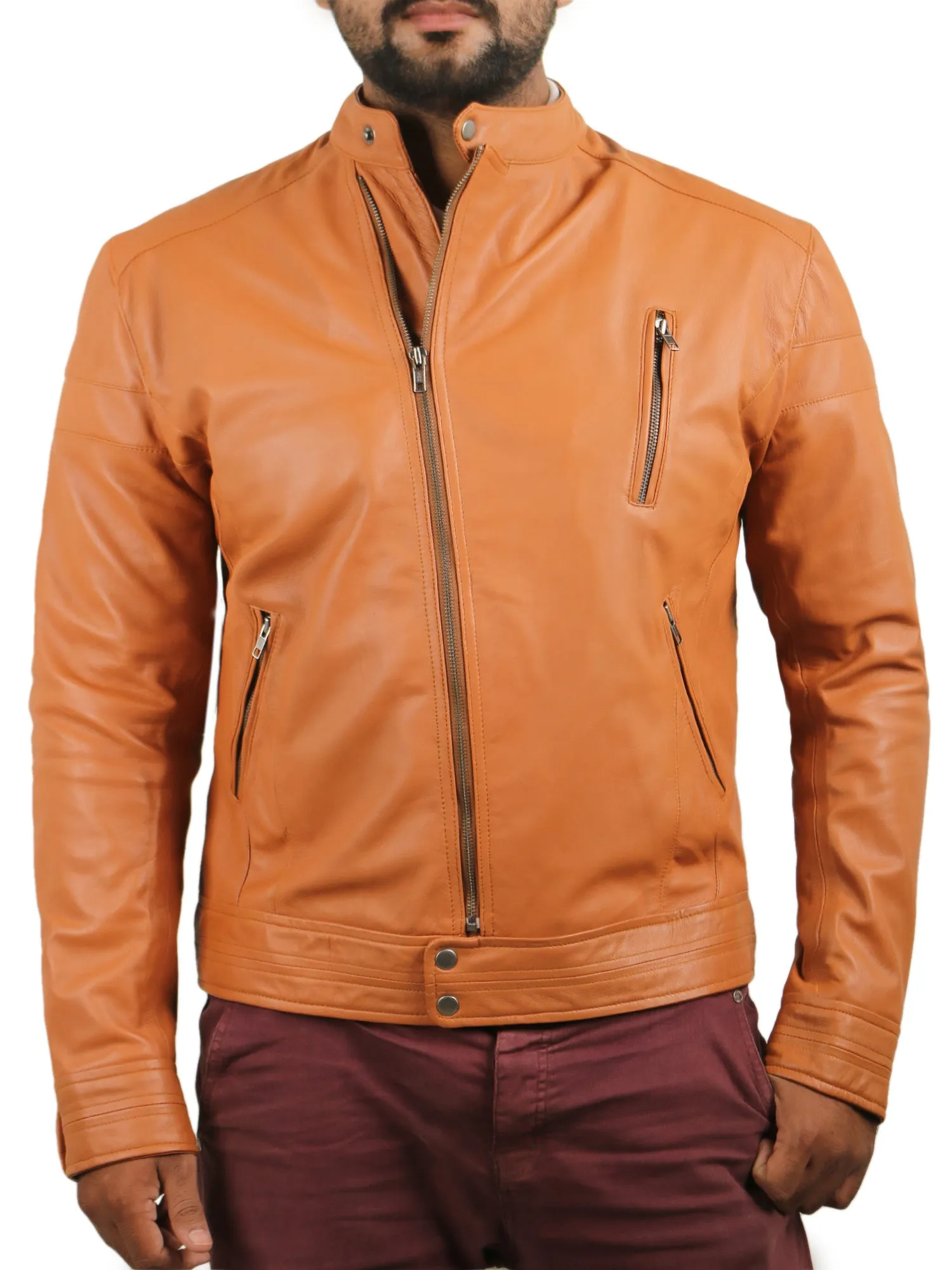 Leather Jackets Hub Mens Genuine Lambskin Leather Jacket (Black, Classic Jacket) - 1501072