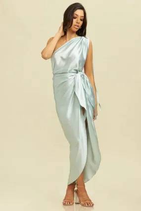 MINT TO BE SATIN WRAP DRESS