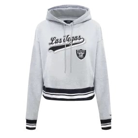NFL LAS VEGAS RAIDERS SCRIPT TAIL WOMEN'S RIB FLC CROPPED PO HOODIE (HEATHER GRAY/BLACK)