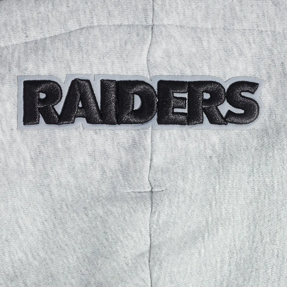 NFL LAS VEGAS RAIDERS SCRIPT TAIL WOMEN'S RIB FLC CROPPED PO HOODIE (HEATHER GRAY/BLACK)