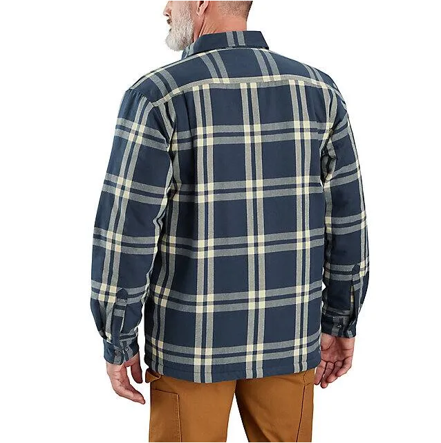 Relaxed Fit Flannel Sherpa-Lined Shirt Jacket - Dark Blue