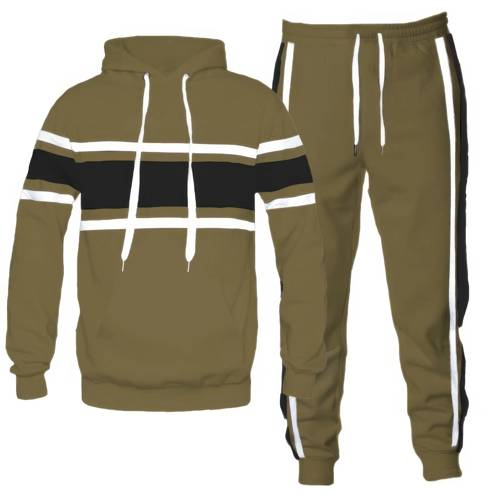 Solid With Three Stripe Pullover Hoodie Set