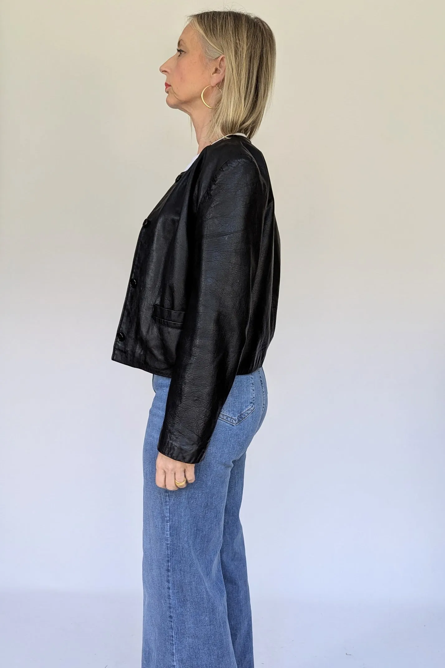 Vintage Black Short Leather Jacket