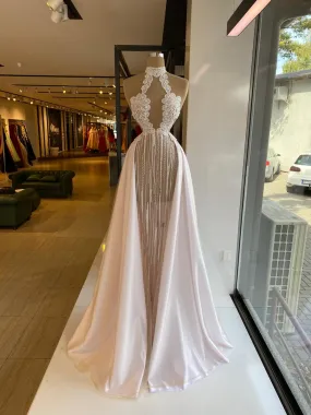 White Draped Wedding Dress